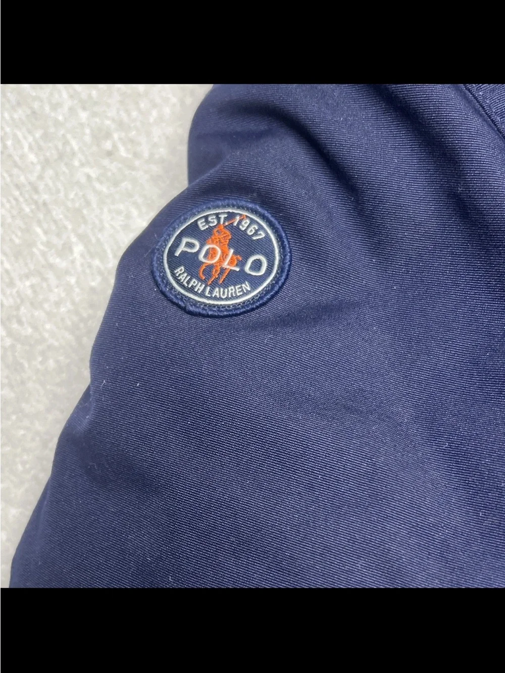 Ralph Lauren Navy Blue Puffer Jacket with Faux Fur Hood